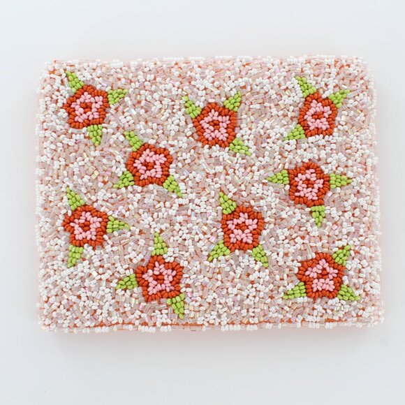 Kay Lee New York Handbags - New KAY LEE NY Beaded Orange w/Flowers Coin Purse/Makeup Bag ❤️Made in India❤️